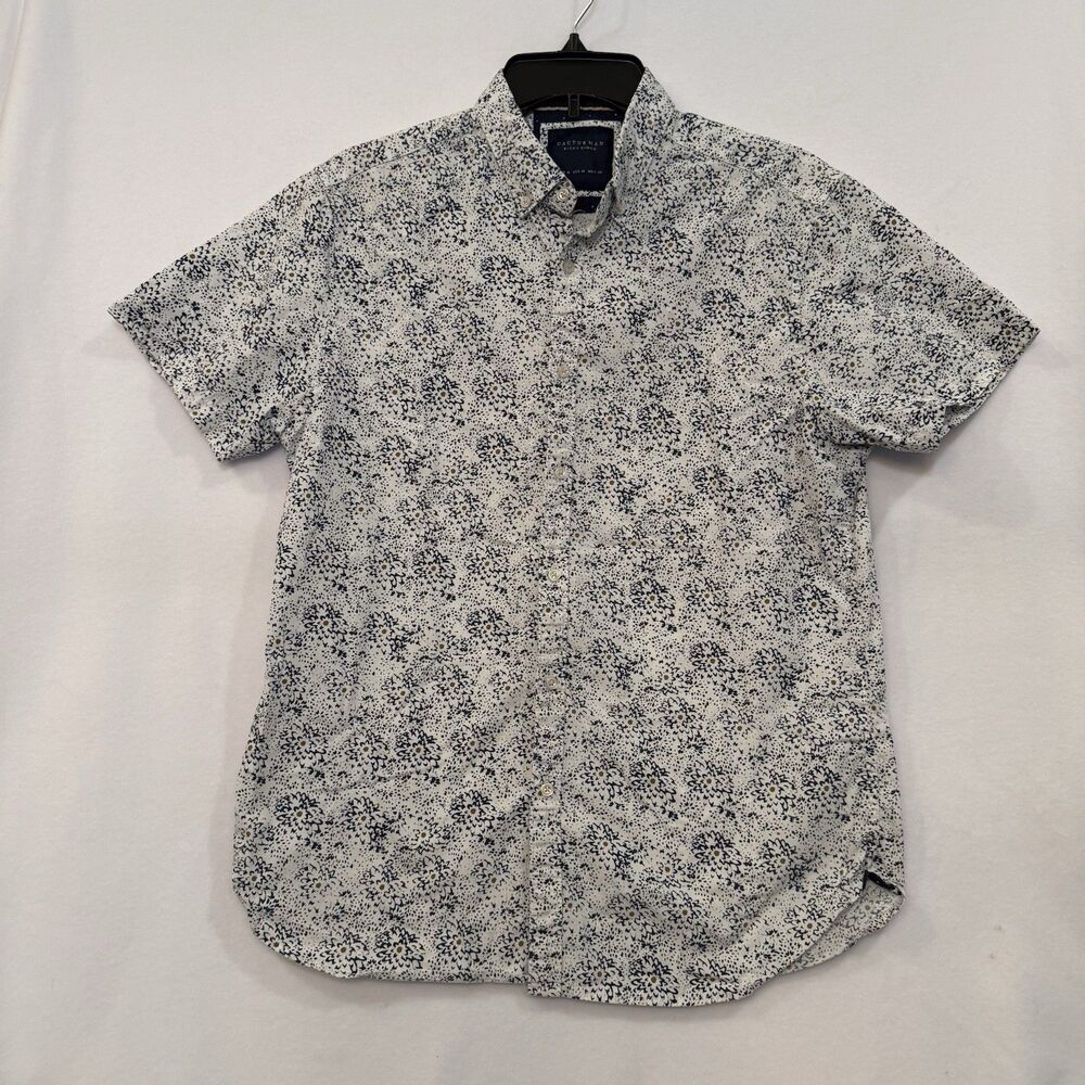 Cactus Man Ricky Singh Mens M Floral Short Sleeve Button Down‎ Shirt Navy White